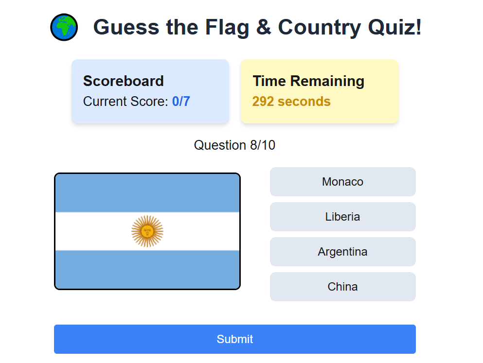 🌍 Flag & Country Quiz | Test Your Global Geography Knowledge